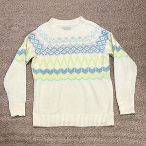 LOFT Cream Sweater with Pastel Accents